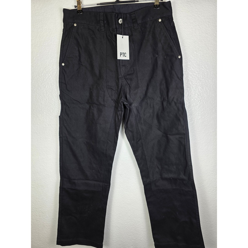 Palm Tree Crew PTC Mens Black Cotton Double Knee Utility Carpenter Pants Size 34